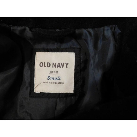 Old Navy Pea Coat S Black Jacket Double Breasted Long Sleeve Lined Wool Blend - Picture 8 of 8